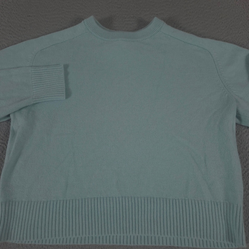 Banana Republic Sweater Womens M Aqua Blue Perfectly Soft Crew-Neck Cotton Blend